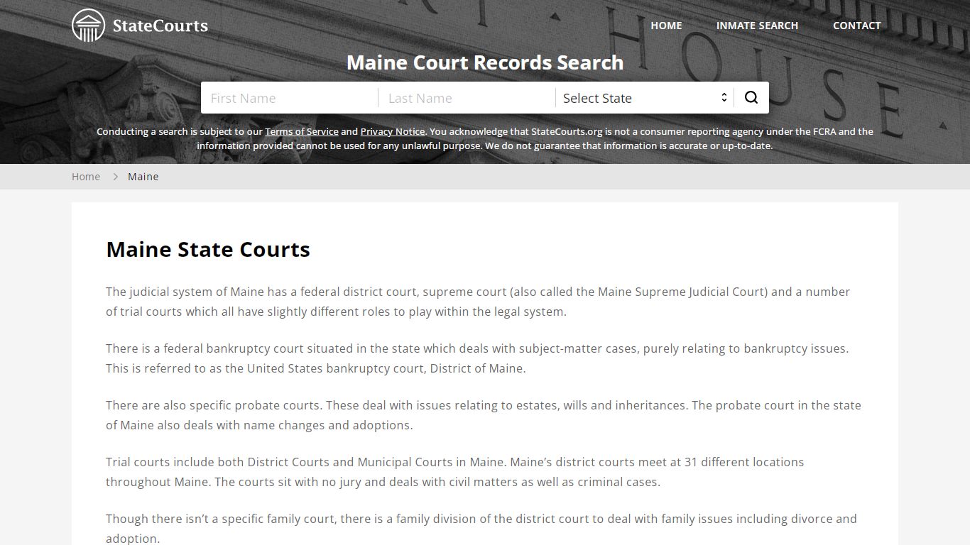 Maine Court Records - ME State Courts